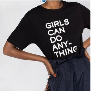 NWOT Zadig and Voltaire Bella Girls Can Do Anything Tee Shirt Black White M